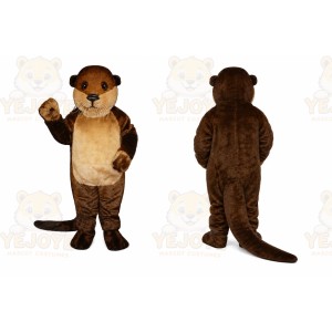 Brown Otter Mascot Costume with Custom Logo