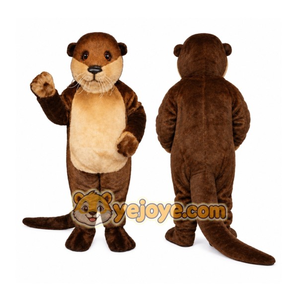 Brown Otter Mascot Costume with Custom Logo