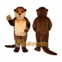 Brown Otter Mascot Costume with Custom Logo
