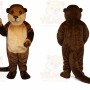 Brown Otter Mascot Costume with Custom Logo