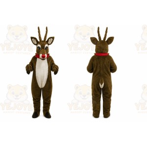 Brown Reindeer Mascot Costume with Custom Logo