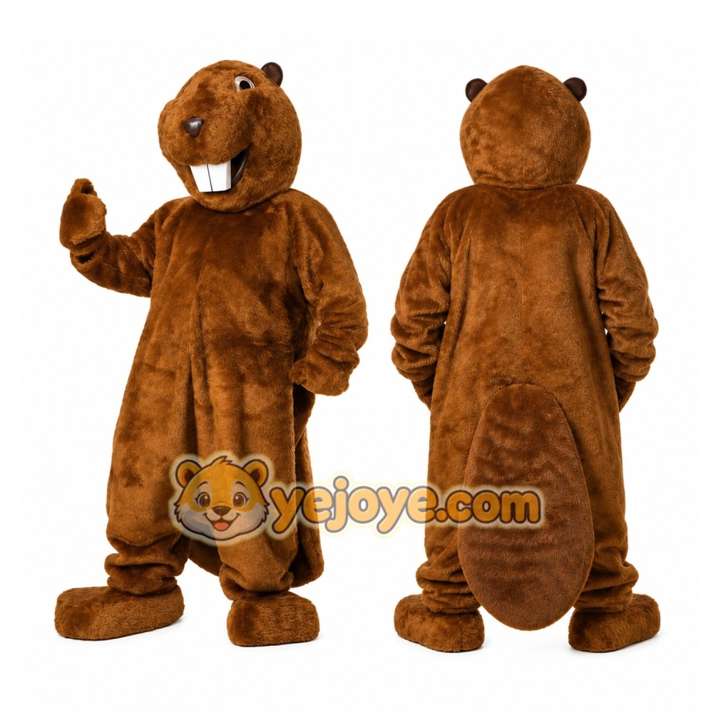 Brown Beaver Mascot Costume with Custom Logo Brown Beaver Mascot Costume with Custom Logo