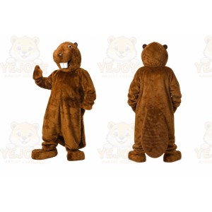 Brown Beaver Mascot Costume with Custom Logo