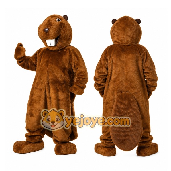 Brown Beaver Mascot Costume with Custom Logo