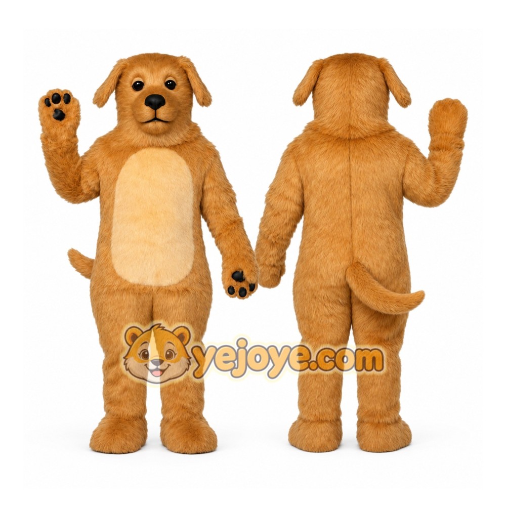 Tan Dog Mascot Costume with Custom Logo Tan Dog Mascot Costume with Custom Logo