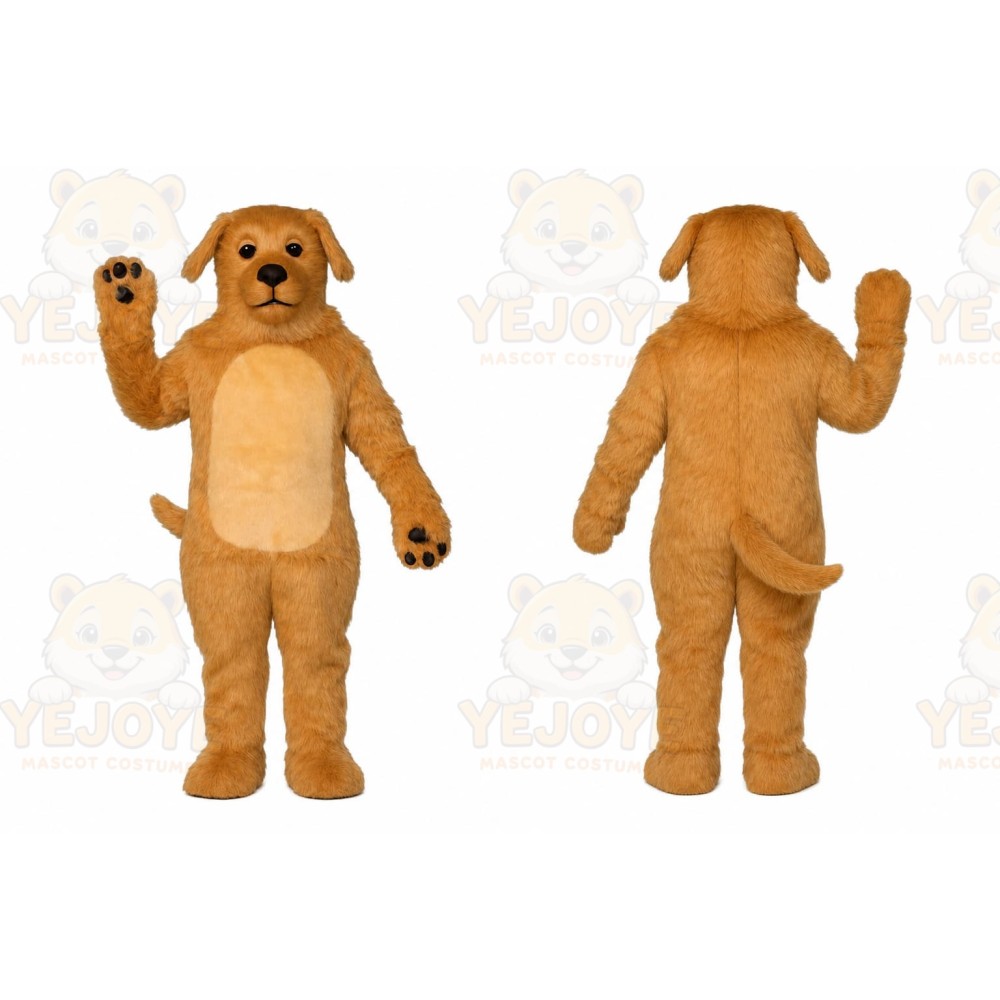 Tan Dog Mascot Costume with Custom Logo