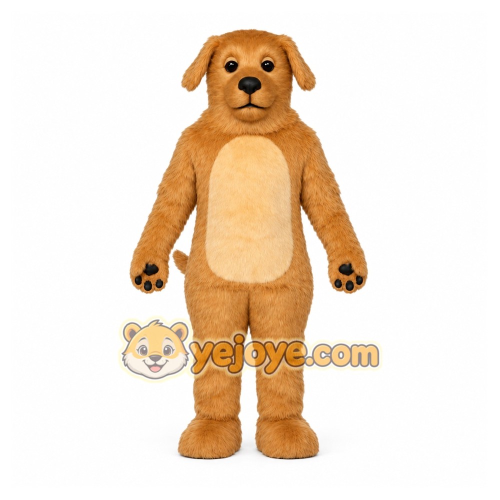 Tan Dog Mascot Costume with Custom Logo Tan Dog Mascot Costume with Custom Logo