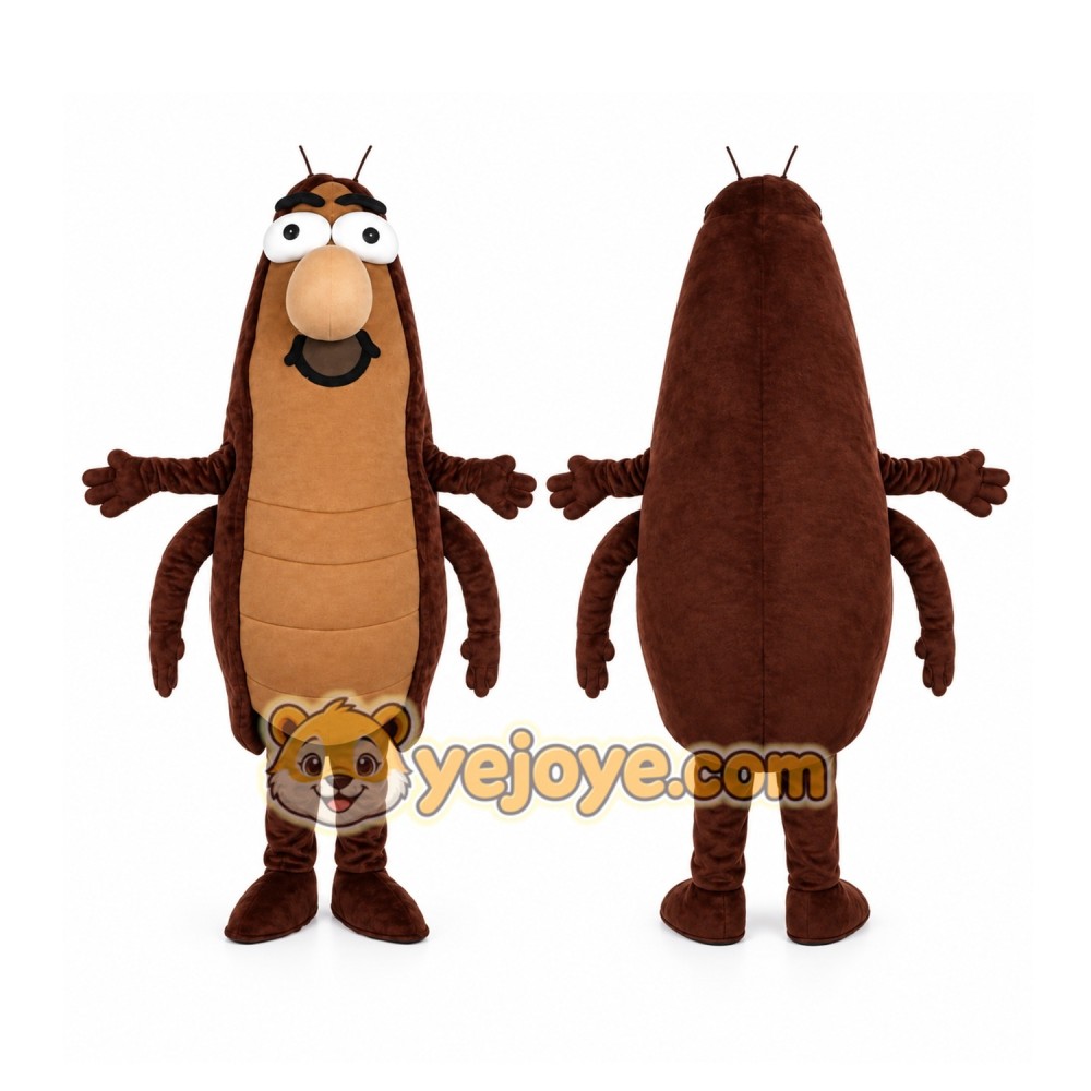 Brown Cockroach Mascot Costume with Custom Logo