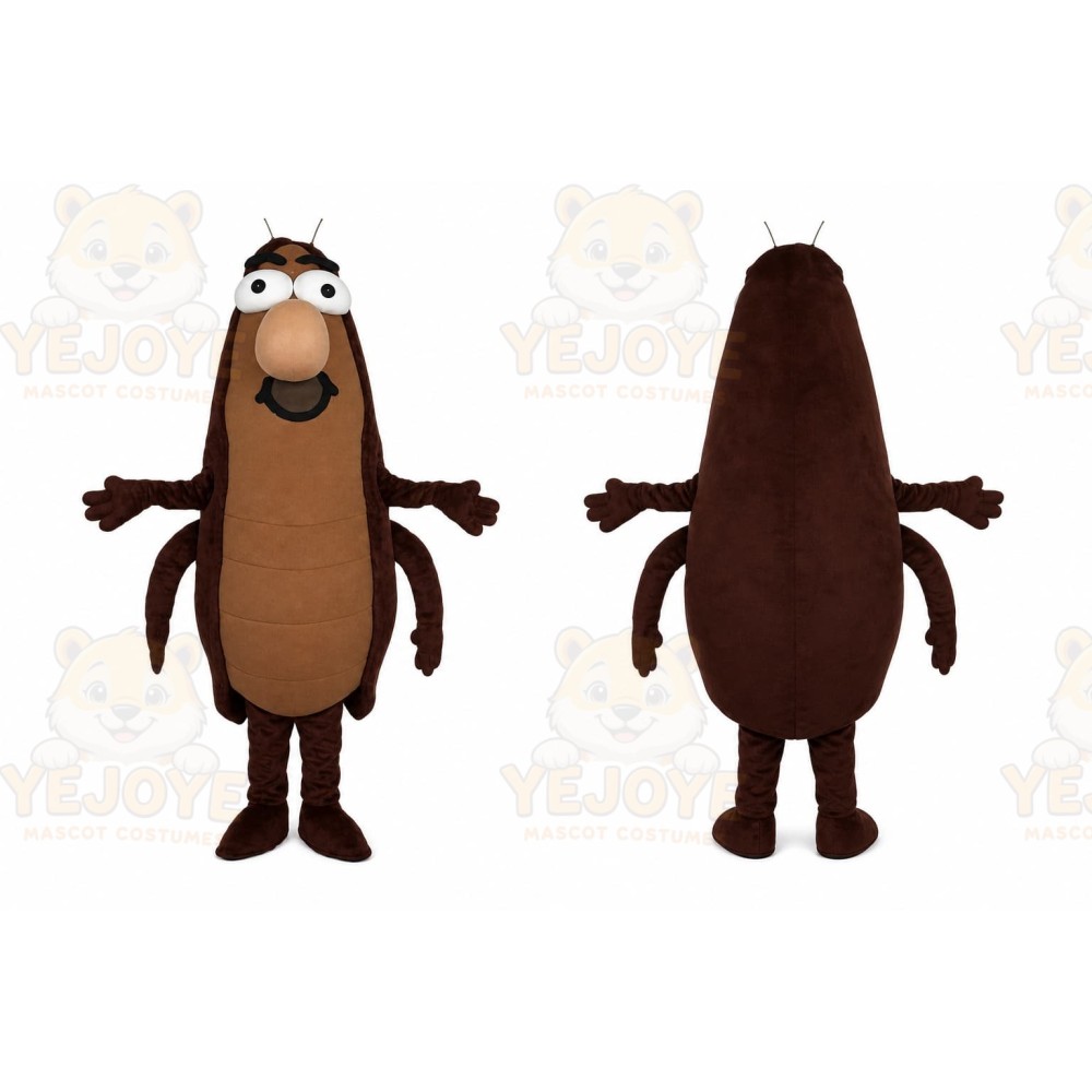 Brown Cockroach Mascot Costume with Custom Logo