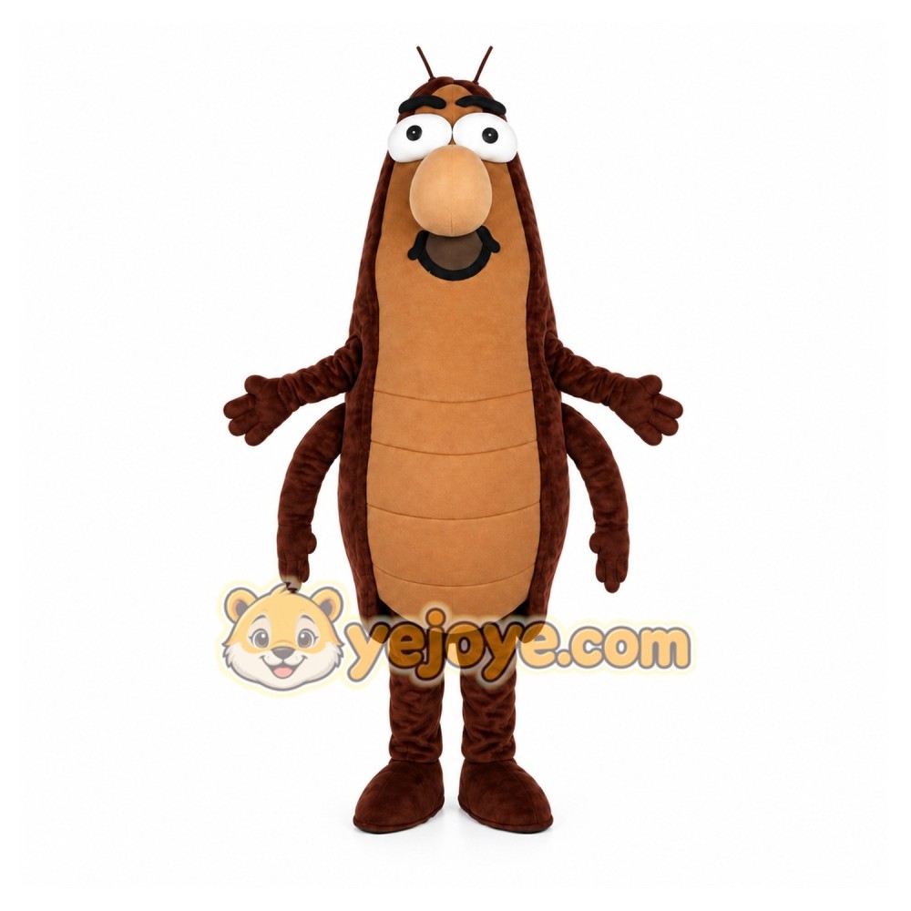 Brown Cockroach Mascot Costume with Custom Logo