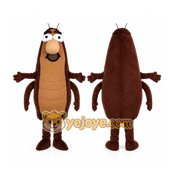 Brown Cockroach Mascot Costume with Custom Logo