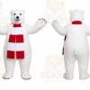 White Polar Bear Mascot Costume with Custom Logo