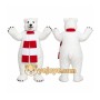 White Polar Bear Mascot Costume with Custom Logo