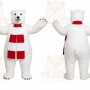 White Polar Bear Mascot Costume with Custom Logo