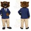 Brown Wildcat Mascot Costume with Custom Logo