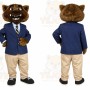 Brown Wildcat Mascot Costume with Custom Logo