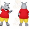 Gray Hippopotamus Mascot Costume with Custom Logo