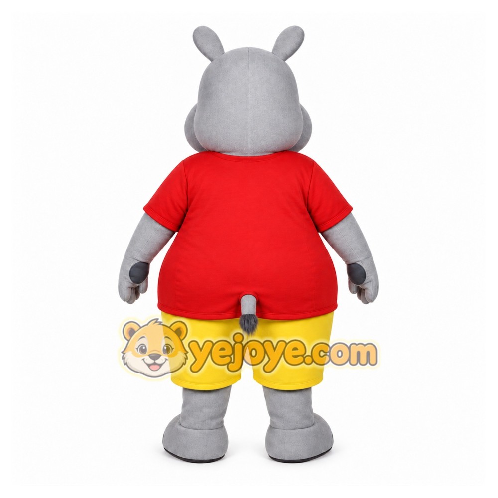 Gray Hippopotamus Mascot Costume with Custom Logo Gray Hippopotamus Mascot Costume with Custom Logo