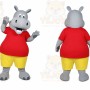 Gray Hippopotamus Mascot Costume with Custom Logo