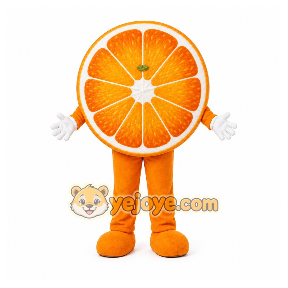 Orange Fruit Mascot Costume with Custom Logo Orange Fruit Mascot Costume with Custom Logo