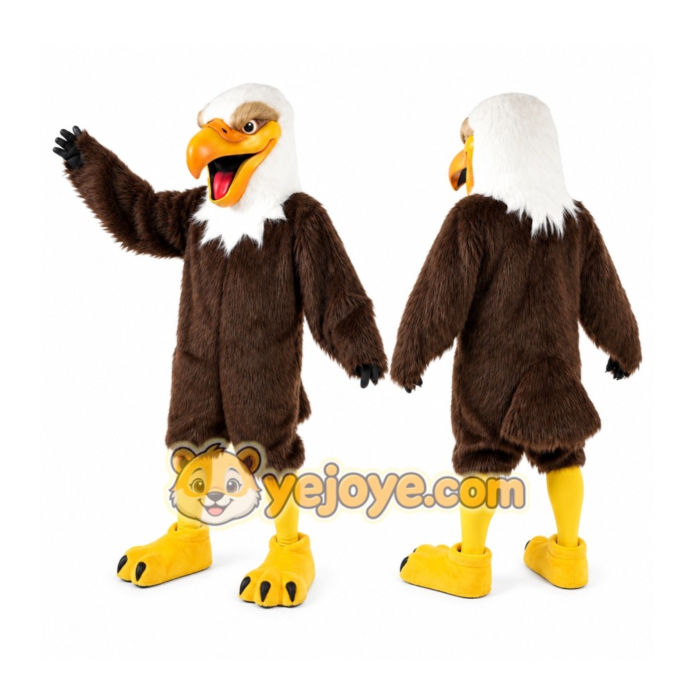 Brown Eagle Mascot Costume with Custom Logo