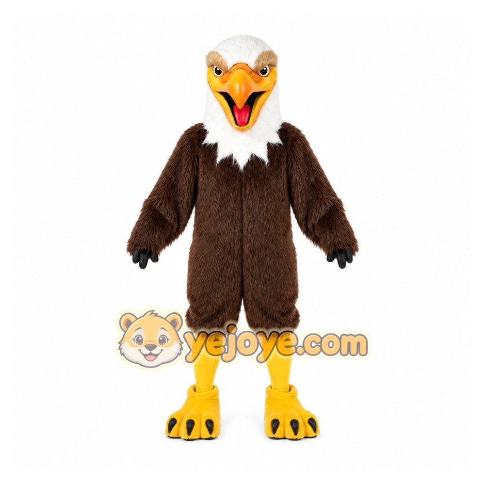 Brown Eagle Mascot Costume with Custom Logo
