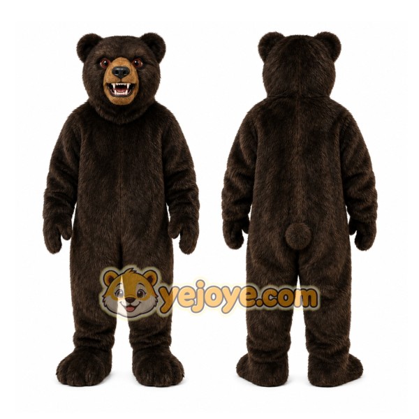 Brown Bear Mascot Costume with Custom Logo