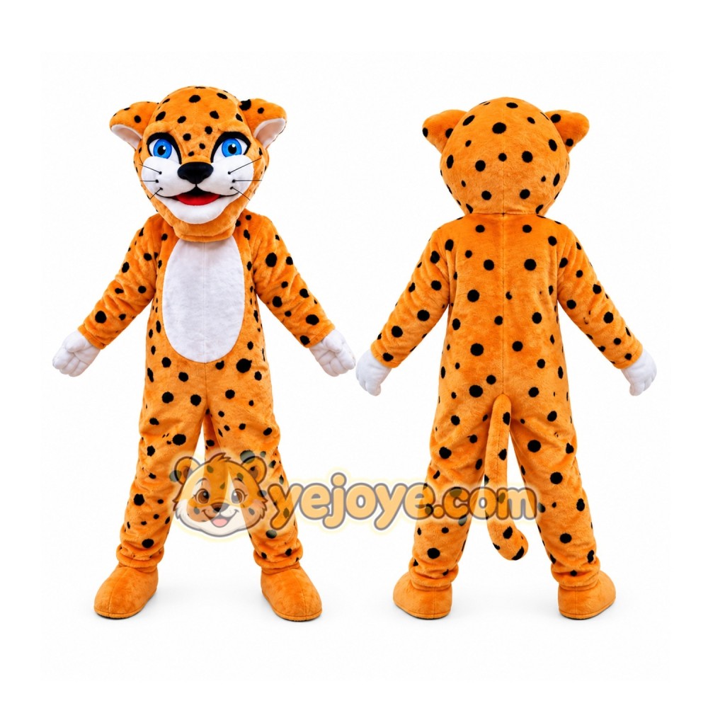 Orange Spotted Big Cat Mascot Costume with Custom Logo Orange Spotted Big Cat Mascot Costume with Custom Logo