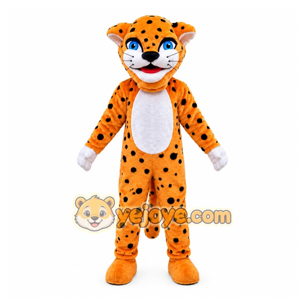 Orange Spotted Big Cat Mascot Costume with Custom Logo Orange Spotted Big Cat Mascot Costume with Custom Logo
