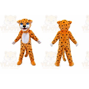 Orange Cougar Mascot Costume with Custom Logo