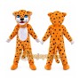 Orange Spotted Big Cat Mascot Costume with Custom Logo