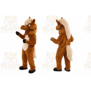 Brown Horse Mascot Costume with Custom Logo