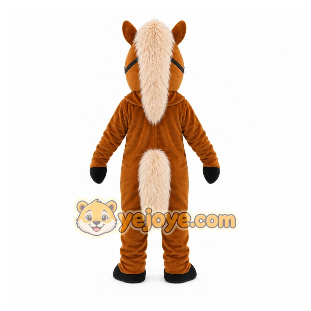 Brown Horse Mascot Costume with Custom Logo