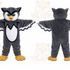 Gray Owl Mascot Costume with Custom Logo
