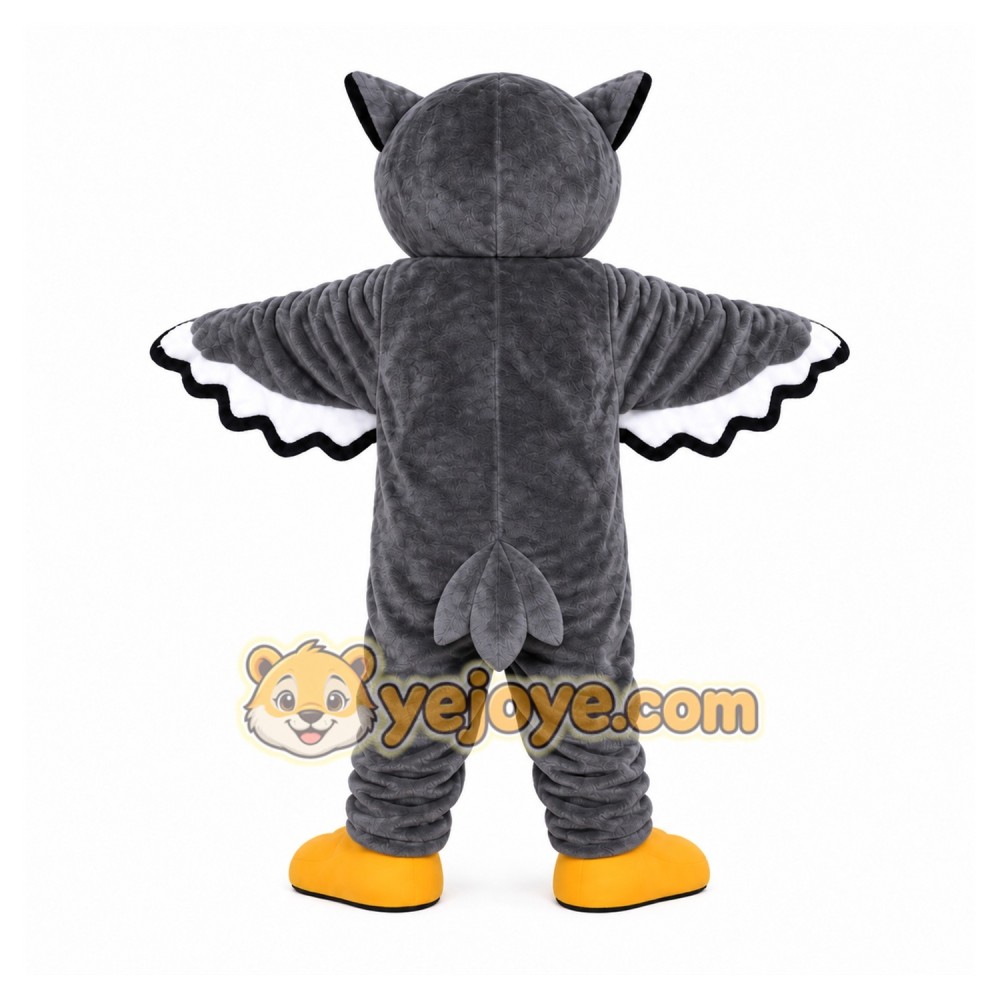 Gray Owl Mascot Costume with Custom Logo Gray Owl Mascot Costume with Custom Logo