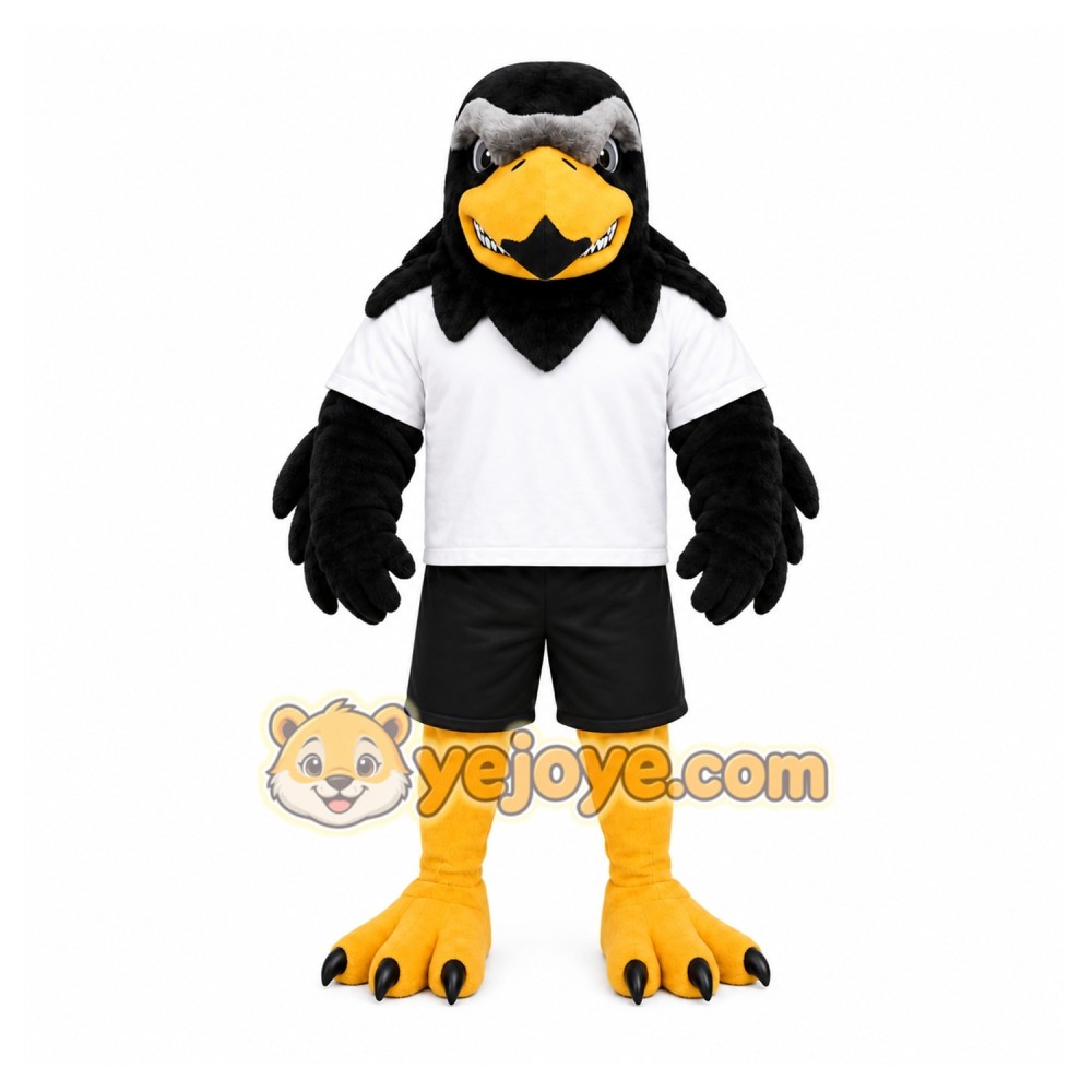 Black Bird Mascot Costume with Custom Logo