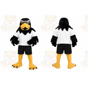 Black Bird Mascot Costume with Custom Logo