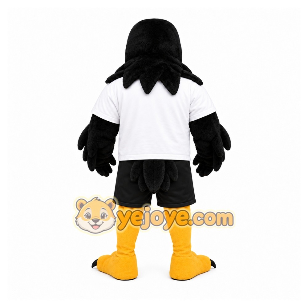 Black Bird Mascot Costume with Custom Logo