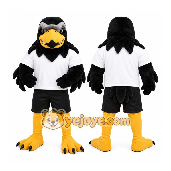 Black Bird Mascot Costume with Custom Logo