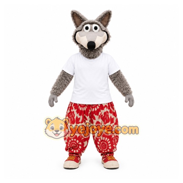 Gray Wolf Mascot Costume with Custom Logo Gray Wolf Mascot Costume with Custom Logo
