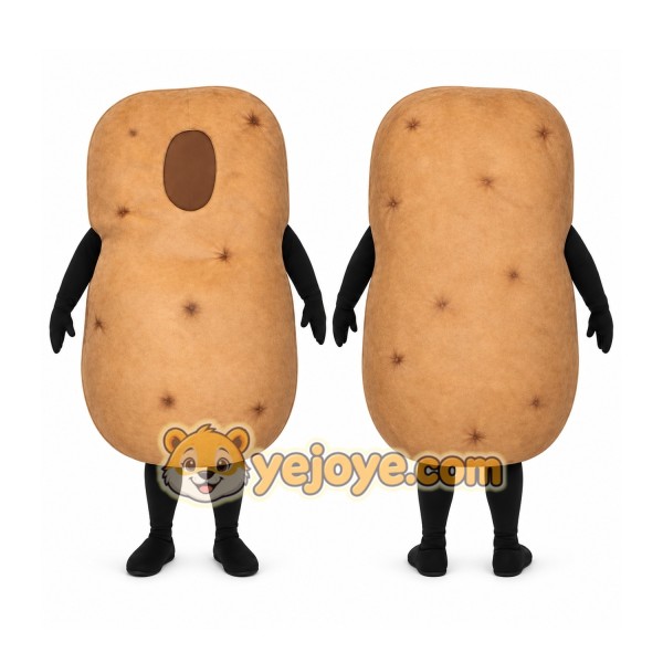Brown Potato Mascot Costume with Custom Logo