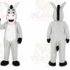 Gray Donkey Mascot Costume with Custom Logo