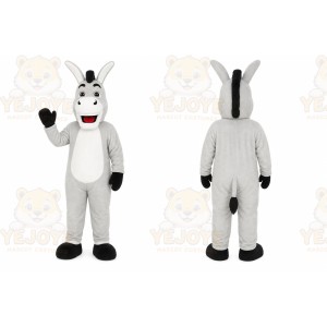 Gray Donkey Mascot Costume with Custom Logo