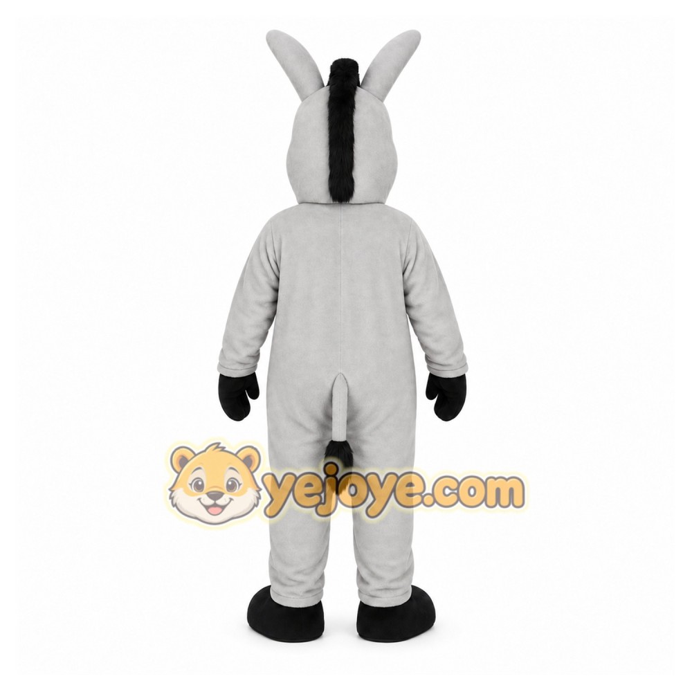 Gray Donkey Mascot Costume with Custom Logo Gray Donkey Mascot Costume with Custom Logo