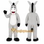 Gray Donkey Mascot Costume with Custom Logo