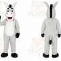 Gray Donkey Mascot Costume with Custom Logo