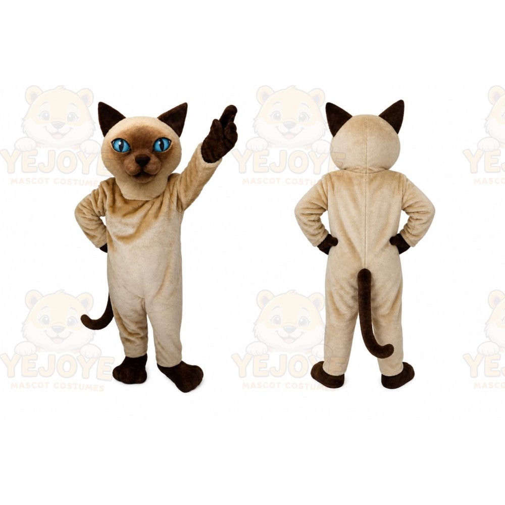 Brown Cat Mascot Costume with Custom Logo