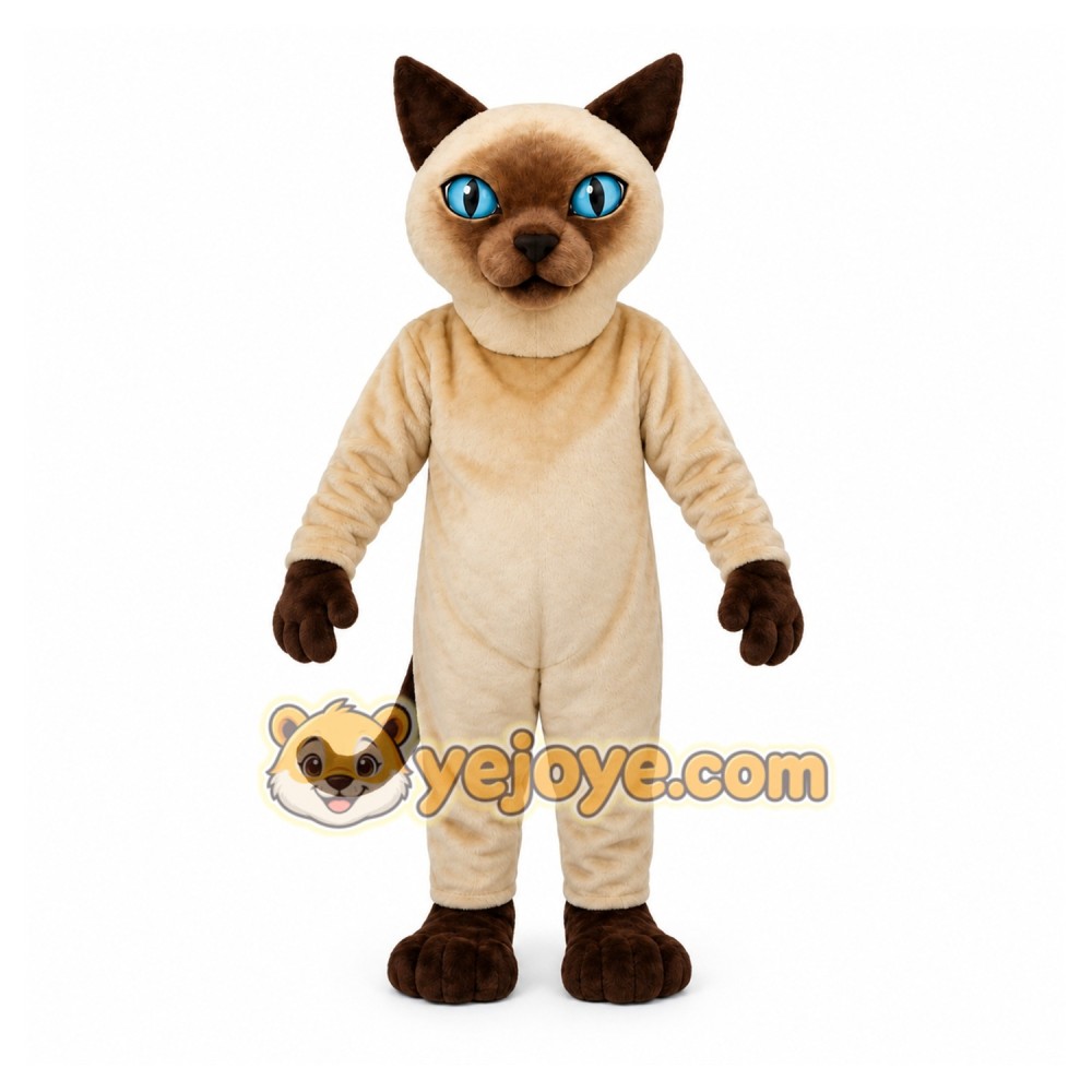 Brown Cat Mascot Costume with Custom Logo Brown Cat Mascot Costume with Custom Logo