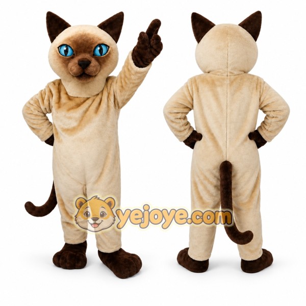 Brown Cat Mascot Costume with Custom Logo