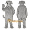 Gray Dog Mascot Costume with Custom Logo